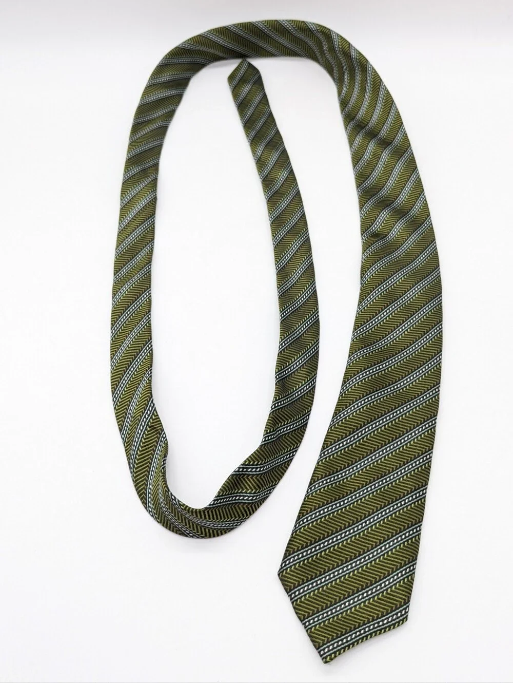 Nicols Collection Green Striped Skinny Tie Men's Neck Tie